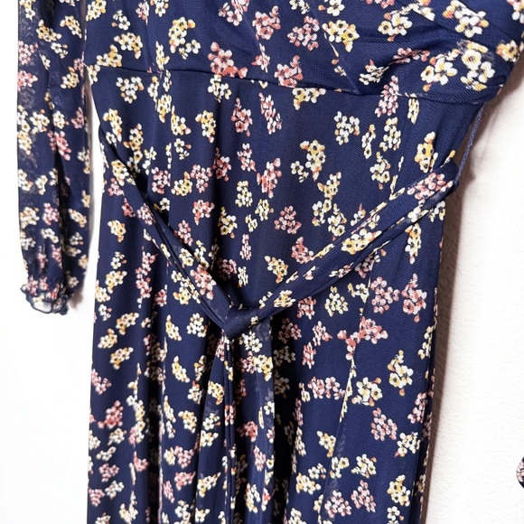 Allison Brittney Floral Print Mesh Tie Waist Long Sleeve Maxi Dress - Picture 5 of 10